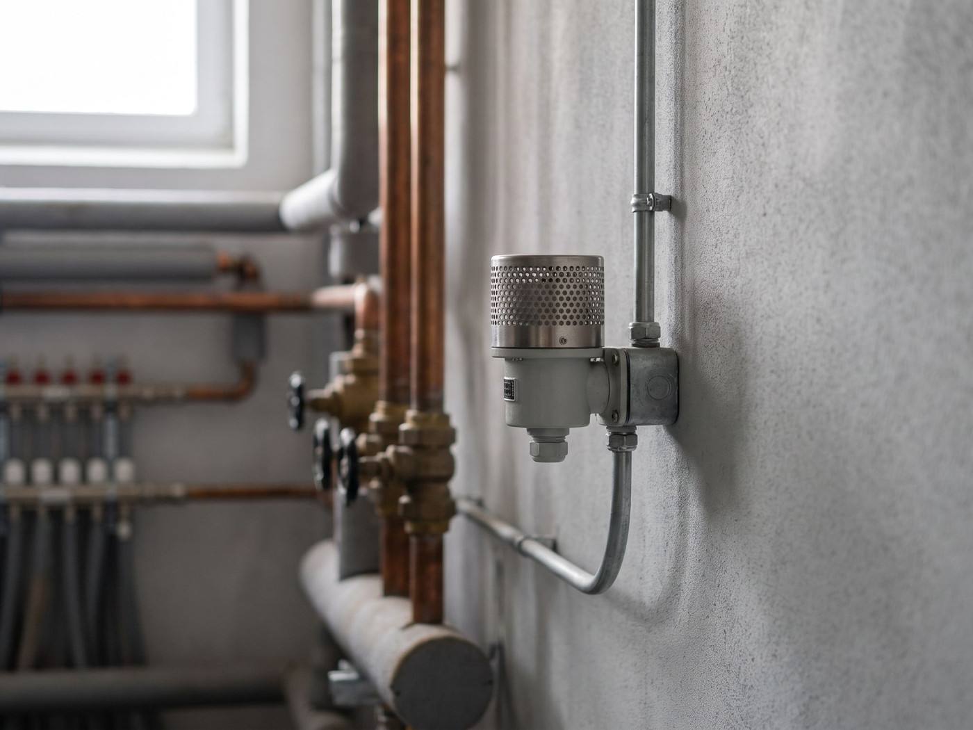 Inspecteur contrôlant un détecteur de gaz dans une chaufferie